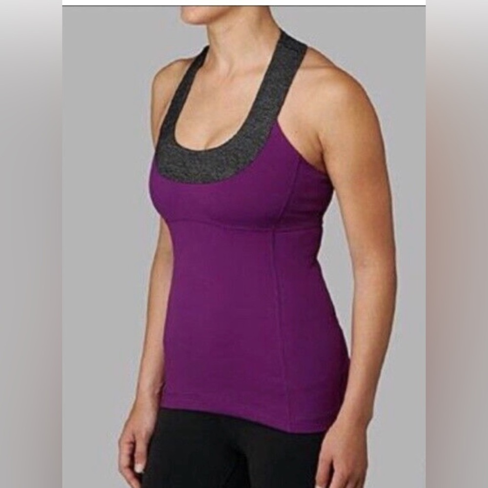 Lululemon Women's Scoop neck tank purple and grey size 4 workout yoga gym